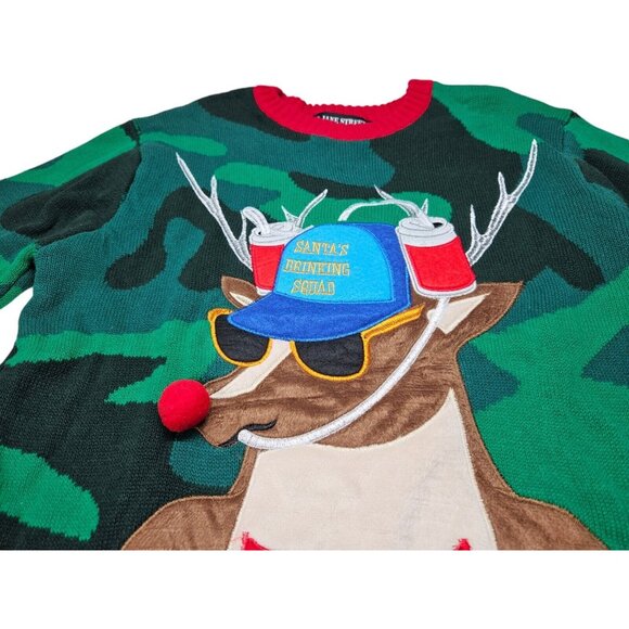 Brewdolph Ugly Christmas Sweater 99 Jane Street Men's M Santa's Drinking Squad - Picture 2 of 9